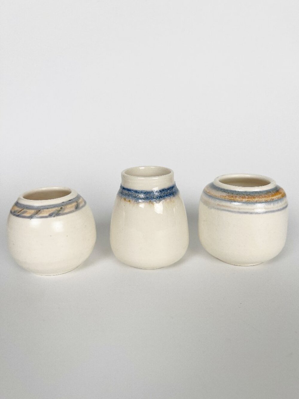 Vintage 70s Mini Vase Set Pottery Ceramics Handmade Mid Century Modern MCM 1970s